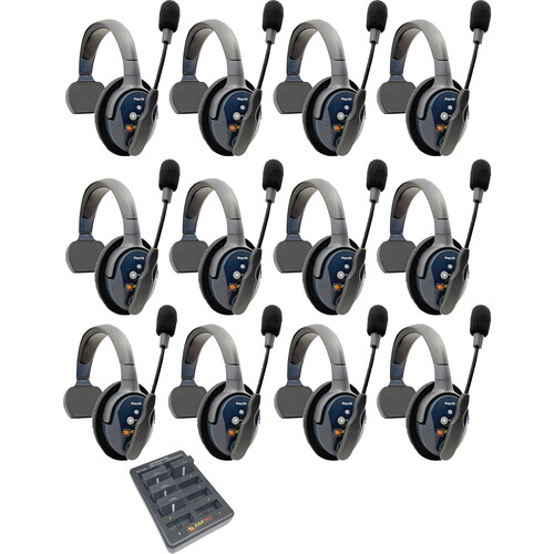 Eartec UltraLITE PRO16 ETP12S Full-Duplex Professional True Wireless Intercom System with 12 Single Headsets (2.4 GHz)