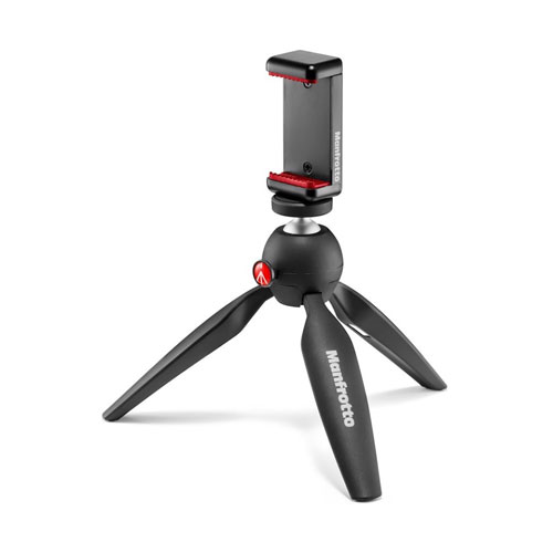 Manfrotto Pixi 2 Mini Tripod with Smartphone Clamp Black (Made in Italy)